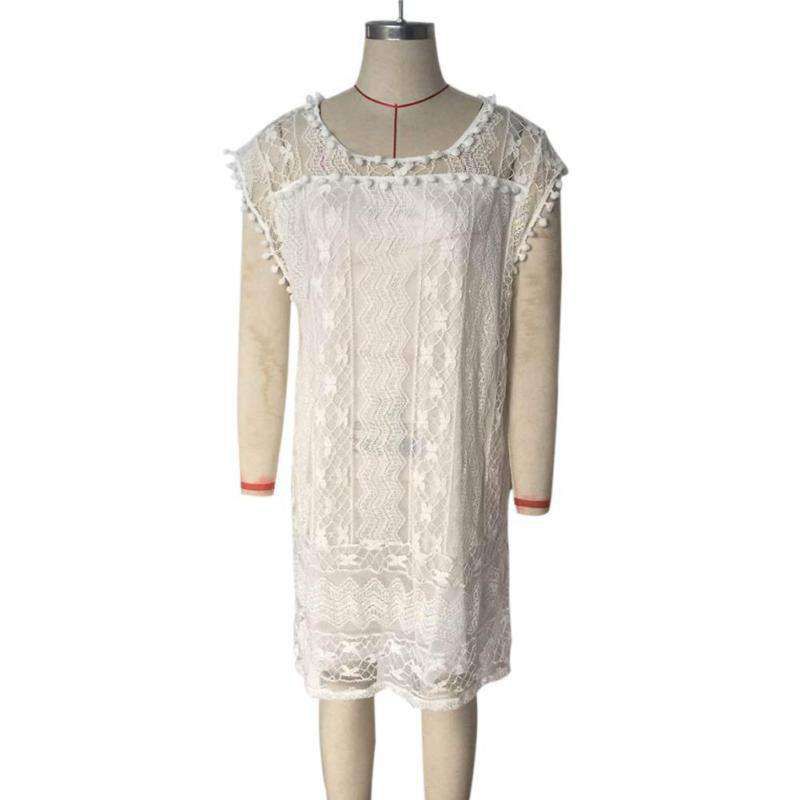 Ladies Summer White Lace Elegant Sleeveless Dress Beach Skirt Sold Stock App Demo