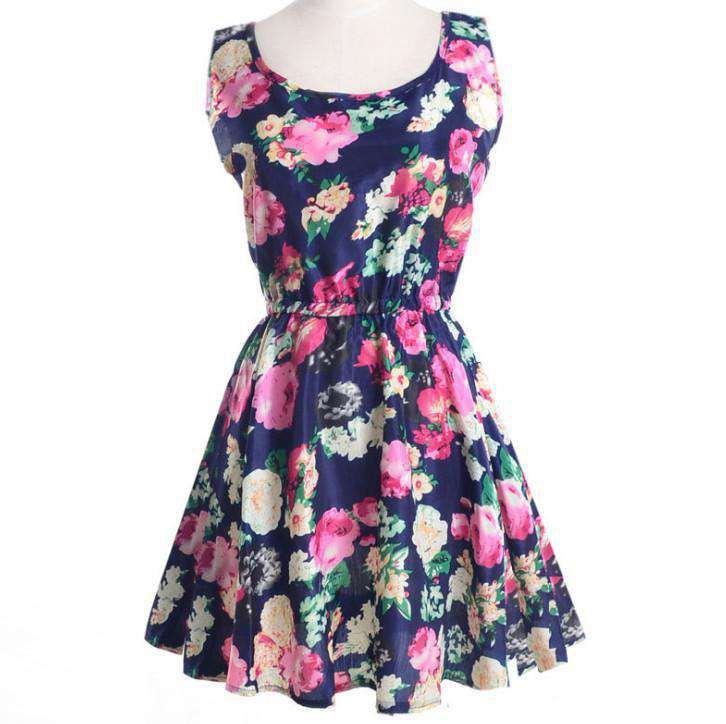 USA SIZE Summer bottom skirt Sleeveless printed chiffon dress Floral vest dress Sold Stock App Demo