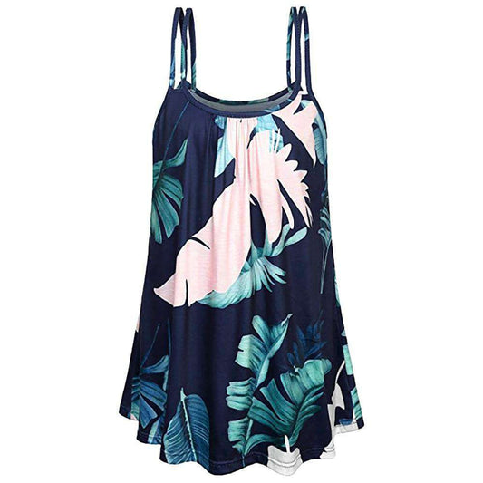 Women Leves Printed Crop Top Short Sleeveless Tank Top T Shirt Blouse Sold Stock App Demo