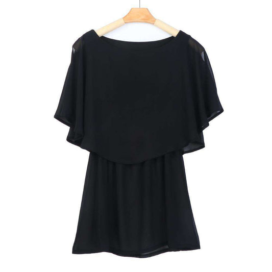 Women Slim Batwing Sleeve Ruffled Chiffon Casual Shirt Crop Top Sold Stock App Demo