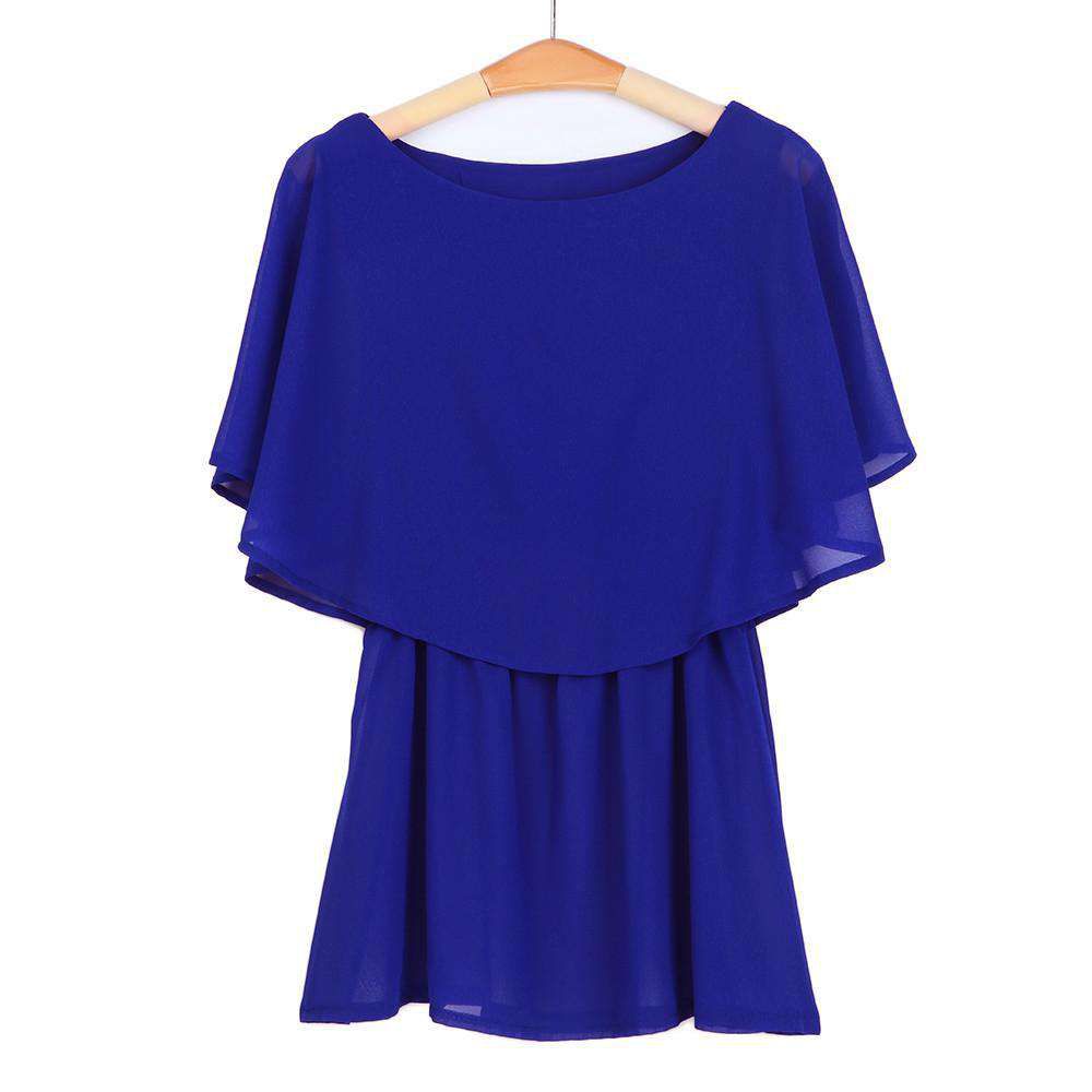 Women Slim Batwing Sleeve Ruffled Chiffon Casual Shirt Crop Top Sold Stock App Demo