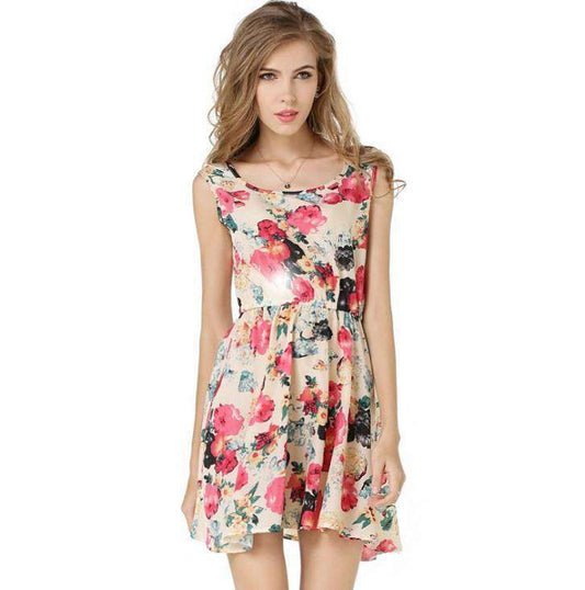USA SIZE Summer bottom skirt Sleeveless printed chiffon dress Floral vest dress Sold Stock App Demo